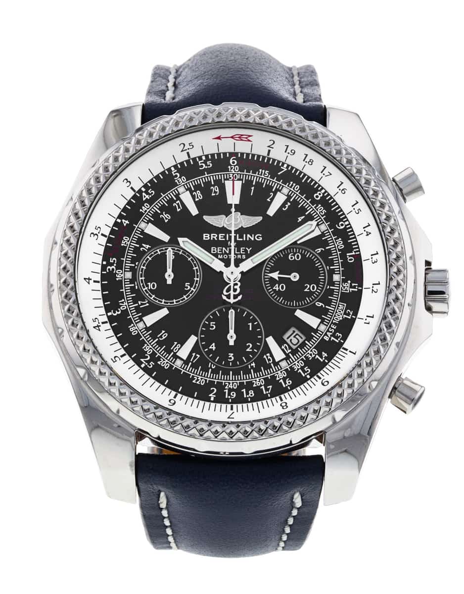 Breitling Bentley Motors Black Baton Dial Leather Strap